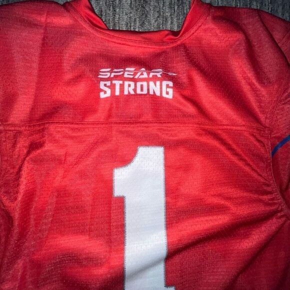 Spear Strong Jersey Number 1 Size Medium Red Athletic Performance Sports Shirt - Picture 4 of 7